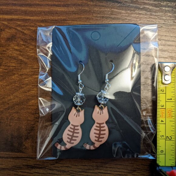 Brown Tabby Sterling 925 Silver Drop Earrings - Picture 9 of 13